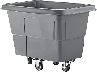 Commercial Laundry Truck 8 Cubic Foot 500 lb., Grey Cube Truck, Construction Trash Recycling Trolley, Industrial Garbage Wagon Transportation, Rolling Waste Bin, Hotel & Warehouse Supplies