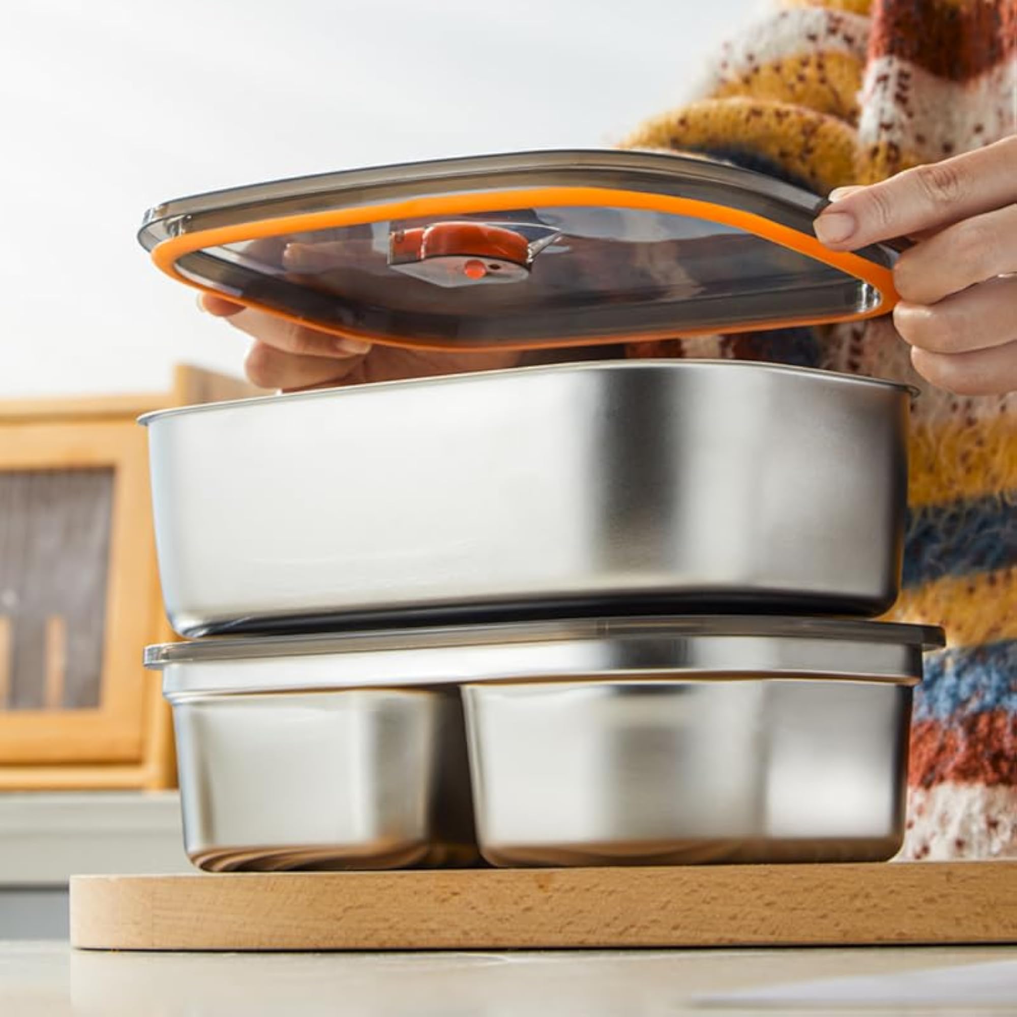304 Grade Stainless Steel Lunch Box with Leakproof Lid