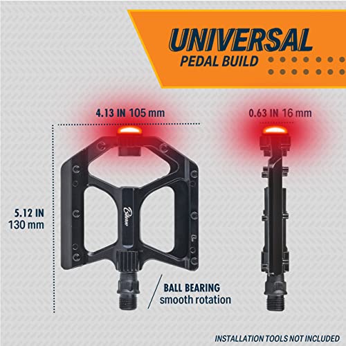 Bikeroo Light Up Bike Pedals - 4.3/5.2 Inch Flat Mountain Bike Pedals - Aluminum Alloy & Steel Led Light Up Bicycle Pedals For Mtb, Road, Bmx Bike﻿ #TOP5