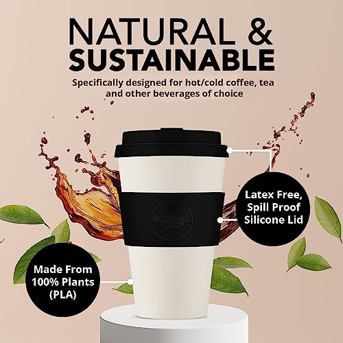 Ecoffee Cup 14oz 400ml Reusable Eco-Friendly 100% Plant Based Coffee Cup with Silicone Lid & Sleeve - Image 4