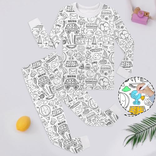 Conjunto infantil de manga larga con cuello lavable para colorear garabatos de niñas creativas 3