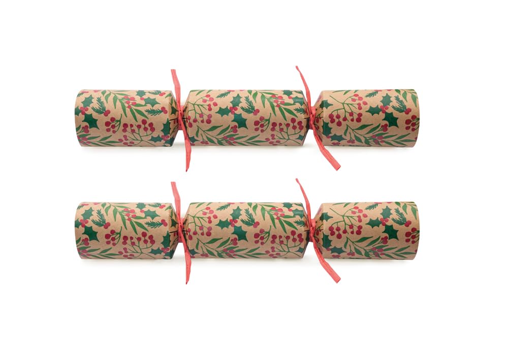Celebration Crackers 10" Holly Leaves Bulk Christmas Cracker Catering Pack - FSC Mix Box of 50 for Restaurants, Hotels & Schools