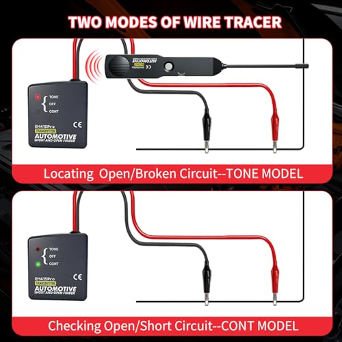 Automotive Wire Tracer Electrical, FIRSTOOL EM415Pro Automotive Short & Open Finder Circuit Tester,DC 6-42V Fault Probe Cable Tracer,Circuit Breaker Finder for Car, Boat, Trailer etc