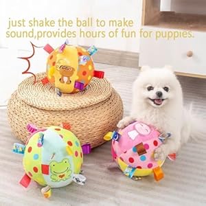 Nicoone Dog Toys Soccer Ball with Straps, Jolly Ball for Dogs, Interactive Dog Toys,Built-in Chimes, Squeaky Balls for Dogs,Indoor&Outdoor Dog Toys, Christmas Dog Toys