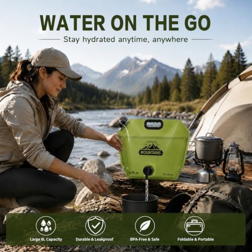 2 Pack Camping Water Container, 2 Gallon Collapsible Water Jug with Spout - 4