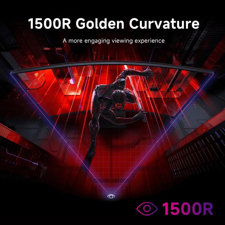 XIAOMI 34 inch 180Hz Curved Gaming Monitor, 1ms 1500R WQHD 2K 100% sRGB Desktop LCD Computer Screen PC Vertical HDMI Computer Monitors Ultrawide FreeSync Premium with DisplayPort Adjustable Stand
