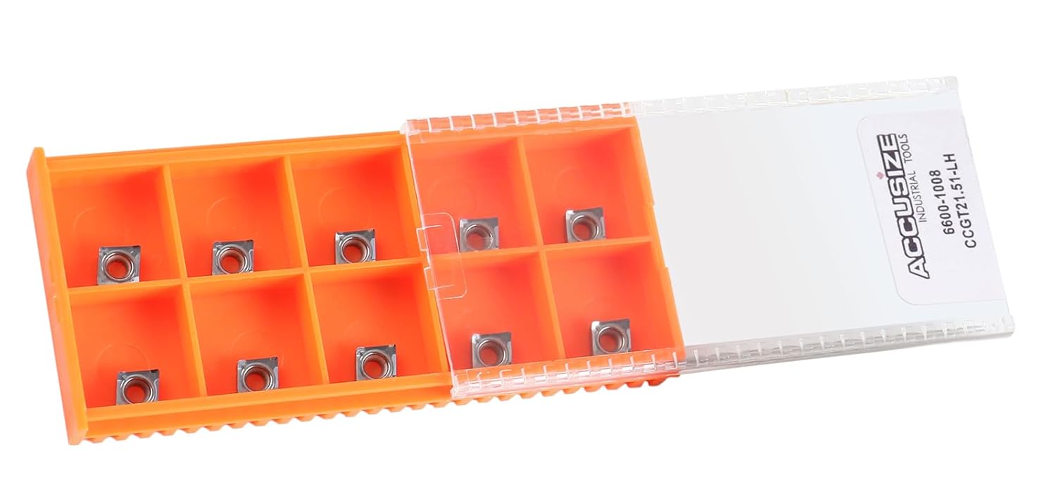 Accusize Industrial Tools CCGT21.51 BU810 Carbide Inserts for Cutting Aluminum, 10 Pc Set, 2000-1008x10