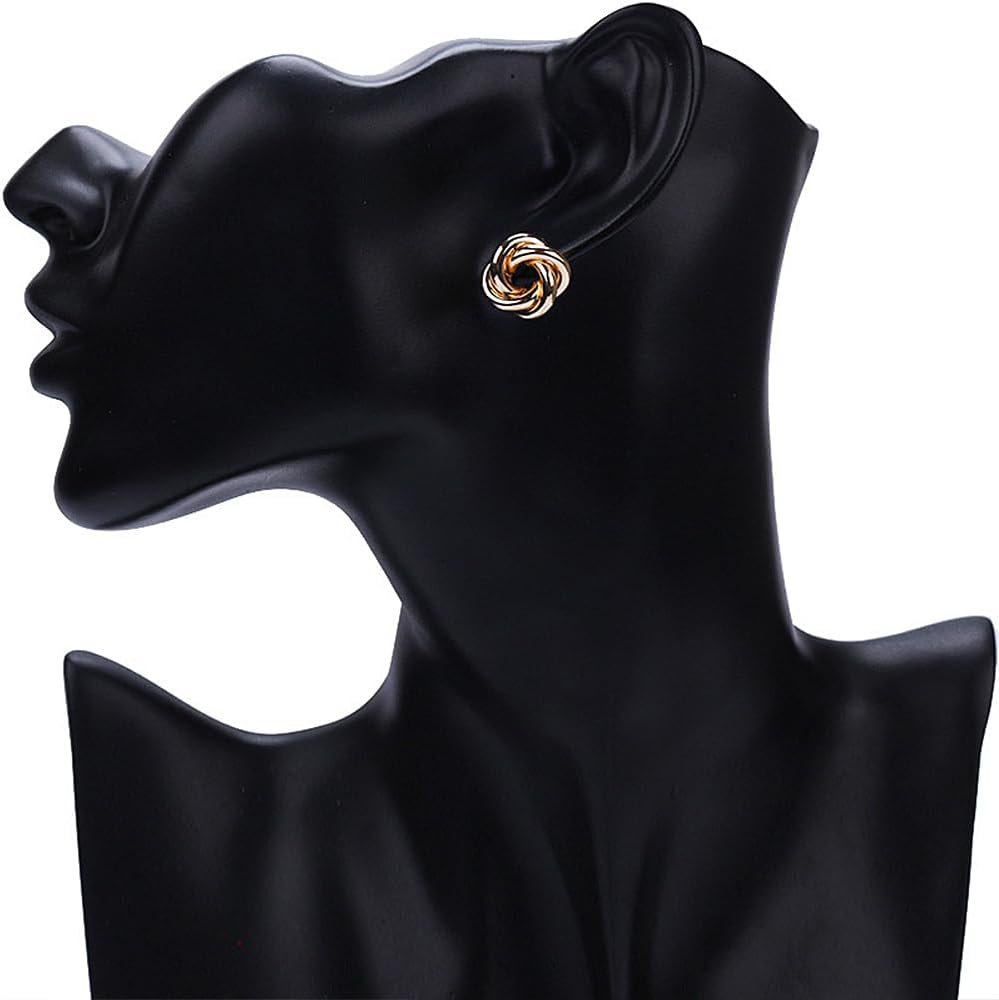 Chunky Gold Knot Statement Stud Earrings for Women Fashion Geometric Irregular Dangle Drop Earrings Twisted Earrings Lightweight Jewelry - Image 3