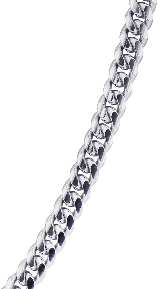 925 Sterling Silver Rhodium Plated Solid 3mm Curb Cuban Chain Necklace