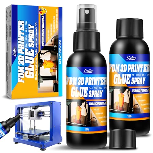 3D Printer Adhesive - 3D Print Glue Spray (Improved Version), Prevents Warping on Heated Print Bed, Easy Removal for ABS PLA PETG TPU Filaments on Various Build Plates, No Residue - 3.5oz*2