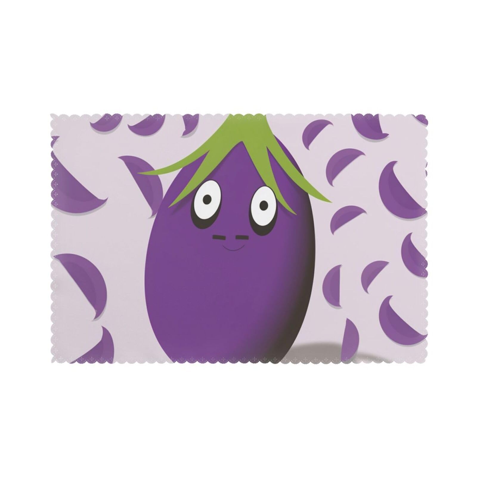 Cartoon Eggplant Printed Placemat Heat Resistant Place Mats Set of 6 PCS Washable Kitchen Table Mats, 12x18 Inch