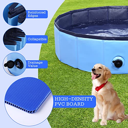 Foldable-Dog-Bath-Swimming-Pool-Plastic-Kiddie-Pool-Professional-Tub-Collapsible-Grooming-Bathtub-for-Pets-Kids-Baby-and-Toddler-395-x-12-Inches-Blue Foldable Dog Bath Swimming Pool Plastic Kiddie Pool Professional Tub Collapsible Grooming Bathtub for Pets Kids Baby and Toddler 395 x 12 Inches Blue