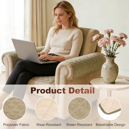 Fundas para reposabrazos de sofá protector de reposabrazos de silla impermeable marrón 4