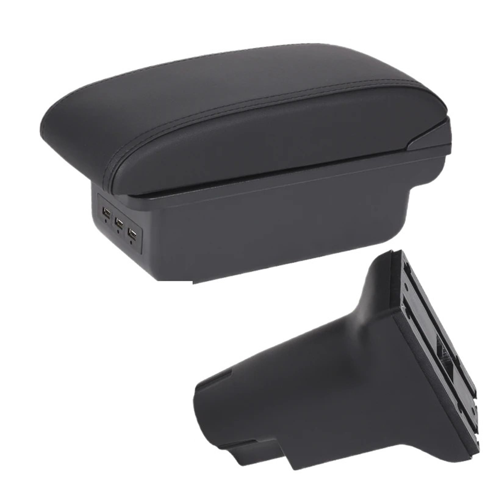 AWGNTQQ Car Armrests For Fiat 500 2012-2025 Car Armrest Storage Box Dedicated Retrofit Parts Interior Accessories(B2 black line 3USB)