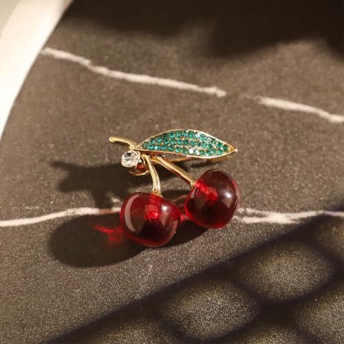 Image of Cherry Lapel Brooch Pin for Women Men Enamel Cherry Lip Brooches Pin Red Sexy Kiss Lip Mouth Lapel Pins Cherrys Jewelry Gift Cloak Scarf