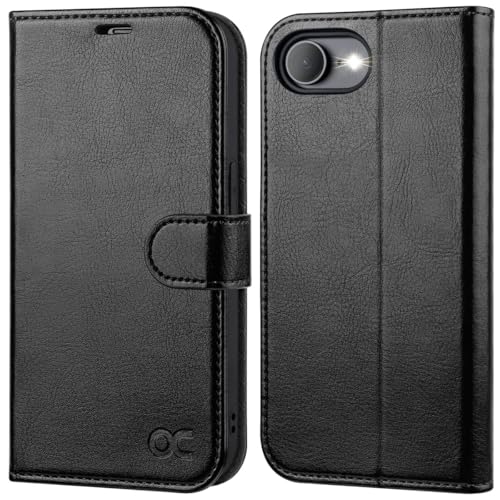 Coque iPhone 17e OCASE en cuir portefeuille noir antichoc avec blocage RFID