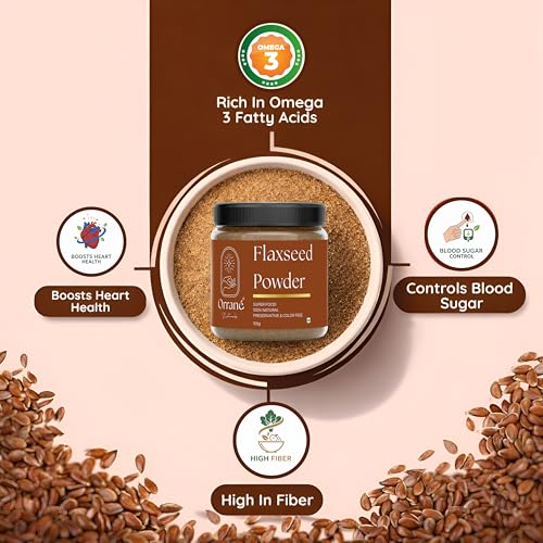 Image of Orrane Flaxseed Powder 150g Finely Ground Alsi Beej Powder for Smoothies, Baking and Cooking | Rich Omega 3 High Fibre Superfood | Supports Heart Health, Digestion & Weight Management