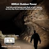 WUBEN H4 Head Torch Rechargeable Torch, 800 Lumens Super Bright Torch, IP68 Waterproof Headlamp With Motion Sensor, Headtorch Flashlight 10 Modes with Red Light, for Camping, Running, Fishing & Hiking - Image 3