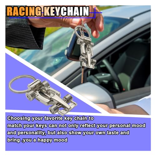 KITUREK 3D F1 Race Car Keychain, Zinc Heavy Duty Racing Model Keychain, Car Key Ring Present for Father Husband Boyfriends