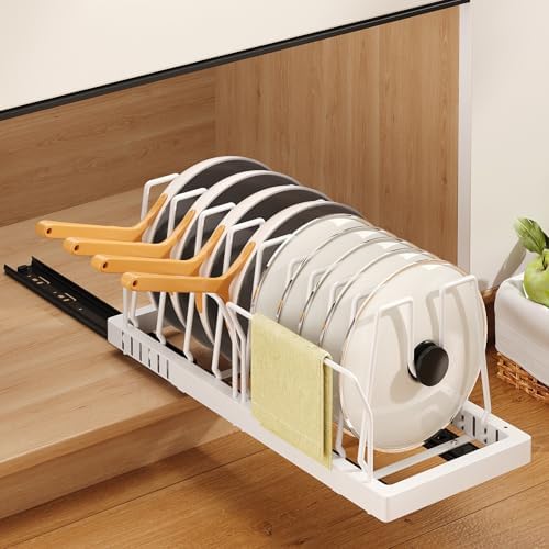 Mustorn Pots and Pans Organizer Under Cabinet, 21.6" Deep Pull Ou...
