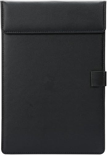 KINGFOM Portapapeles de cuero ultra liso de 13 x 9 pulgadas, carpeta de papel A4, soporte para documentos de oficina, clip de archivo, tablero de