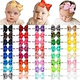 CÉLLOT 40 Colors Baby Bow Headbands 3.5" Hair Bows Super Soft Nylon Headbands for Baby Girls Infants preemie and Newborn Kids Hair Accessories