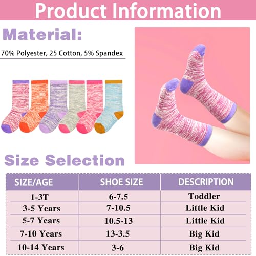 Meias para meninas, meias de cano médio, 5 pares para meninas, meninos, crianças de 1 a 14 anos, Cor