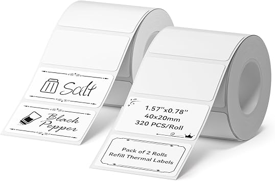NIIMBOT 2 Roll Thermal Labels for B1/B21/B31/B3S, 1.57'' x 0.79'' (40x20mm)