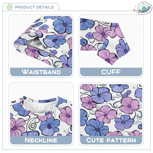 JUNZAN Summer Flowers Blue Pink Big Boys Sweatshirts Hoodies Crewneck Fall Tops Shirts Party 4T3