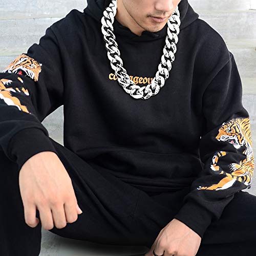 CrazyPiercing Faux Gold Acrylic Chain Necklace, 90s Punk Style Necklace Costume Jewelry, Hip Hop Turnover Chain Necklace, Plastic 32 inches, 36 inches 35mm2