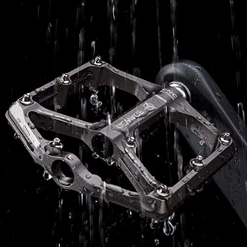 Gewage GE324 Road/Mountain Bike Pedals - 3 Bearings Bicycle Pedals - 9/16 Inch Cnc Machined Flat Pedals With Removable Anti-Skid Nails thumb #6