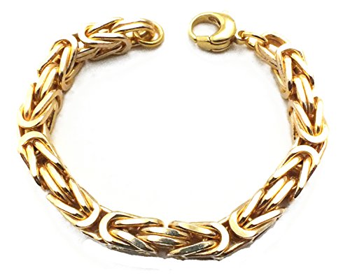 Tendenzalia Bizantiner Königsarmband quadratisch original italienische Kette 18kt vergoldet 8mm breit Länge 20cm