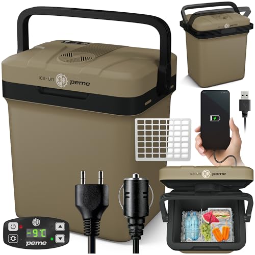 peme Nevera Portátil Eléctrica para Coche Camping Frigorífico Viaje Auto 12V Termoeléctrica con Enchufe Silenciosa Portatil Congelador Frigorifico Fridge Camper Frigoba 230 V 22,9L – Essential