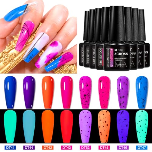 Set 8 piezas esmaltes de gel neón brillan en la oscuridad miniatura 3