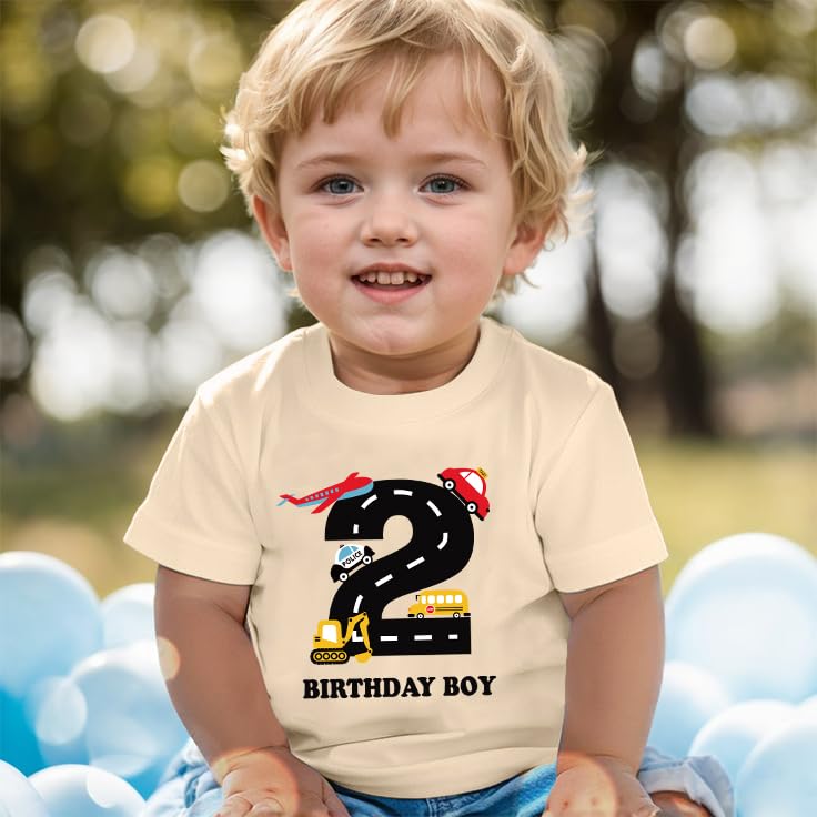 Birthday Boy Shirt Toddler Boys Construction Excavator Graphic Tee Birthday Boy Party Outfit 2-6 Years4