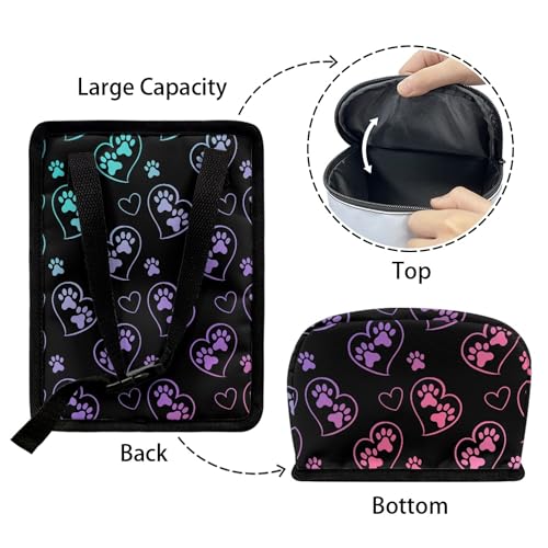 Image of Yewattles Car Trash Can with Colorful Dog Paw Heart Car Waste Basket with Lid for Disposable Garbage Bag Multipurpose Collapsible Car Organizer Container