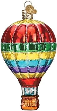 Old World Christmas Vibrant Hot Air Balloon Glass Blown Ornament for Christmas Tree, Handcrafted Holiday Decoration, Transportation Collection