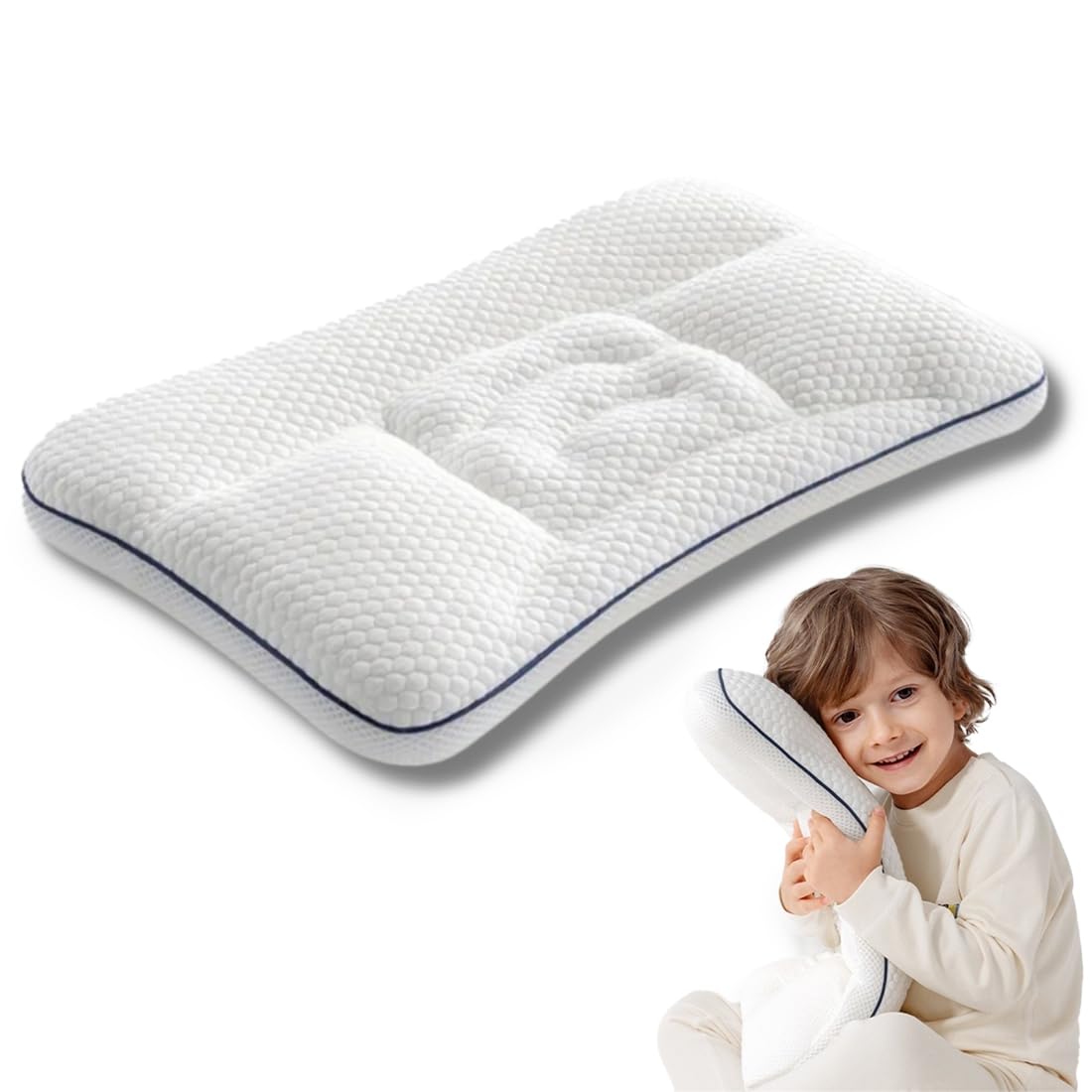 Oreiller Ergonomique Enfant Mémoire de Forme – Soutien Cervical & Sommeil Réparateur – Hypoallergénique, Anti-Acariens & Housse Lavable – Idéal pour Lit, Sieste, Voyage, Filles & Garçons 3-10 Ans