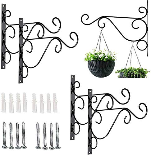 OB 4 PCS Plant Bracket, Sturdy Iron Basket Hook for Hanging Bird Feeders, Lanterns, Wind Chimes, Planters, Outdoor Decoration Walnut Colour-image-6