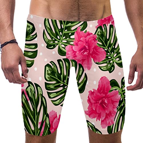 Jammers de natación de alta resistencia con estampado de hojas florales en talla S