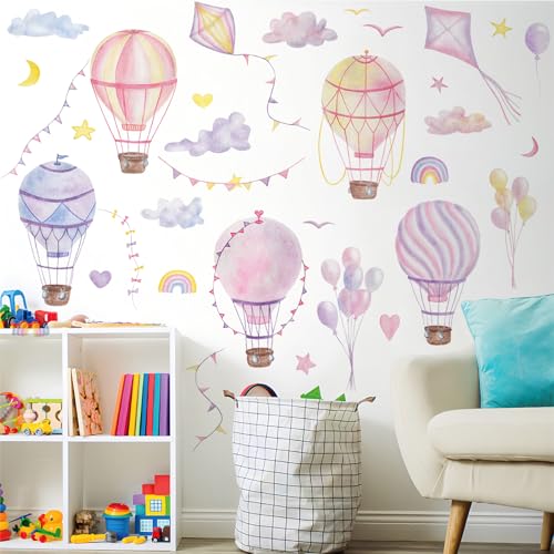 Vinilos decorativos globo aerostático grande para pared 2 piezas miniatura 5