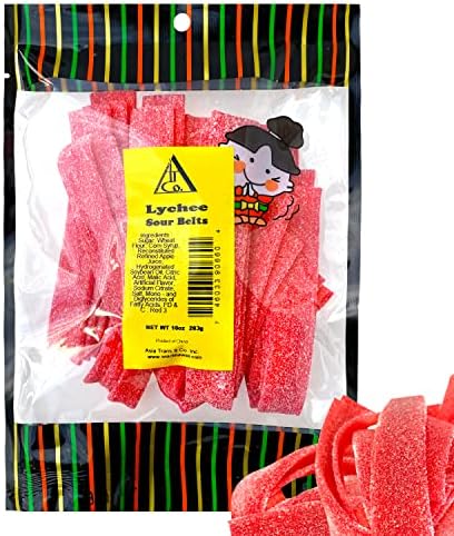 Sour Power Lychee Gummy Belts 10 oz - Sweet and Delicious Candy Snack - Perfect Size Bag For Sharing With Friends - Bite Size Pieces For Any Occasion