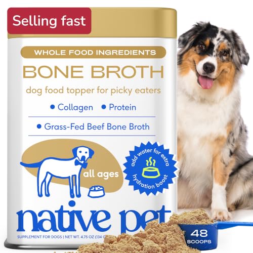 Native Pet Bone Broth for Dogs - Made with Real Beef Bone Broth, Dog Food Toppers for Picky Eaters -...