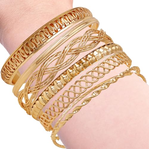 GUESS "Basic" Gold 7 Piece Mixed Bangle Bracelet3