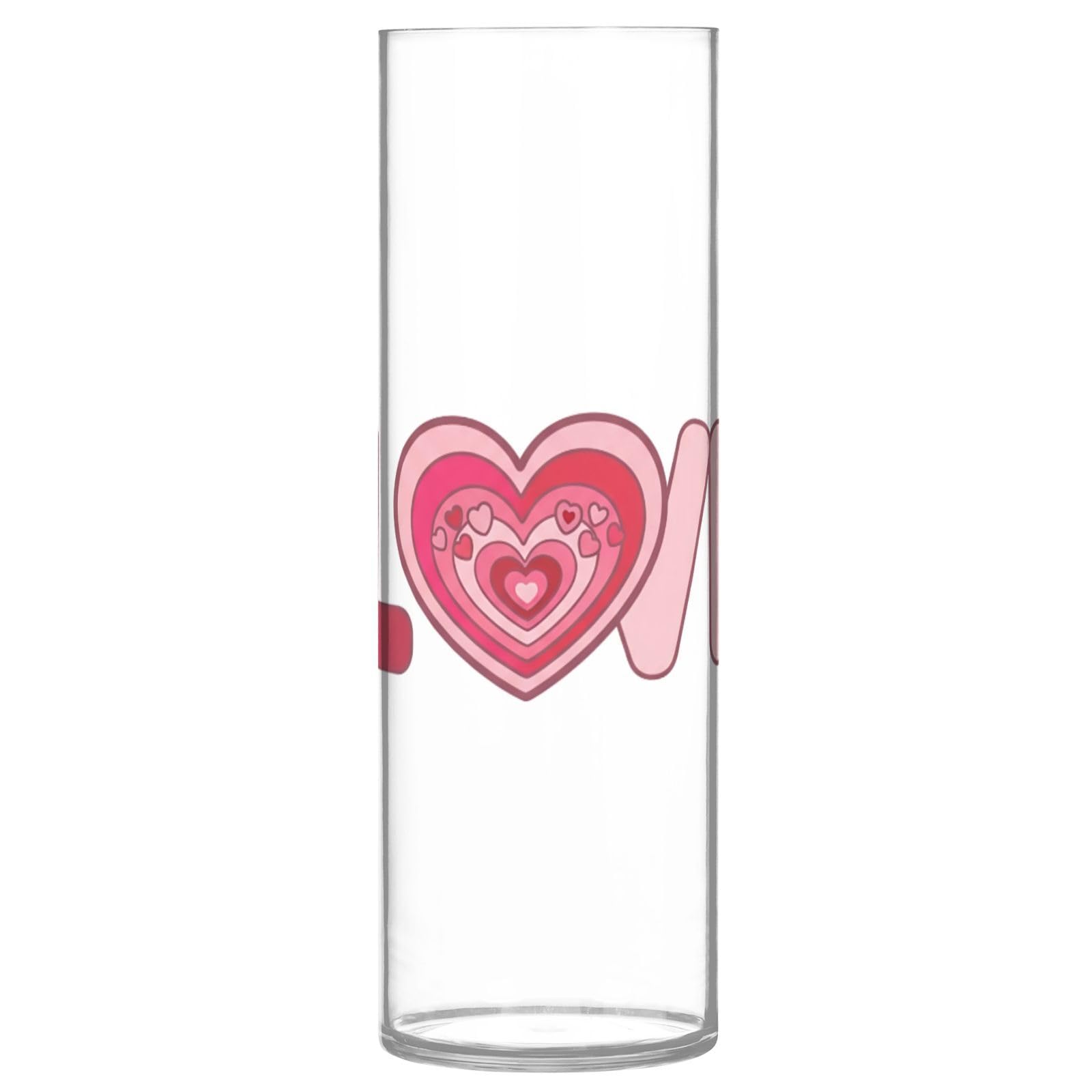 JUMBEAR Love Vase for Flowerse -Clear Vase Rustic Home Décor for Modern Farmhouse, Ideal Shelf,Table & Entryway Decor