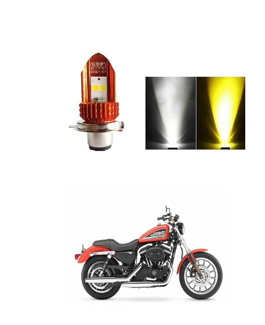 PRIKNIK Led Headlight Bulb 30W Two Color White/Yellow Light H4 Lamp Compatible With H-arley D-avidson XL 883C