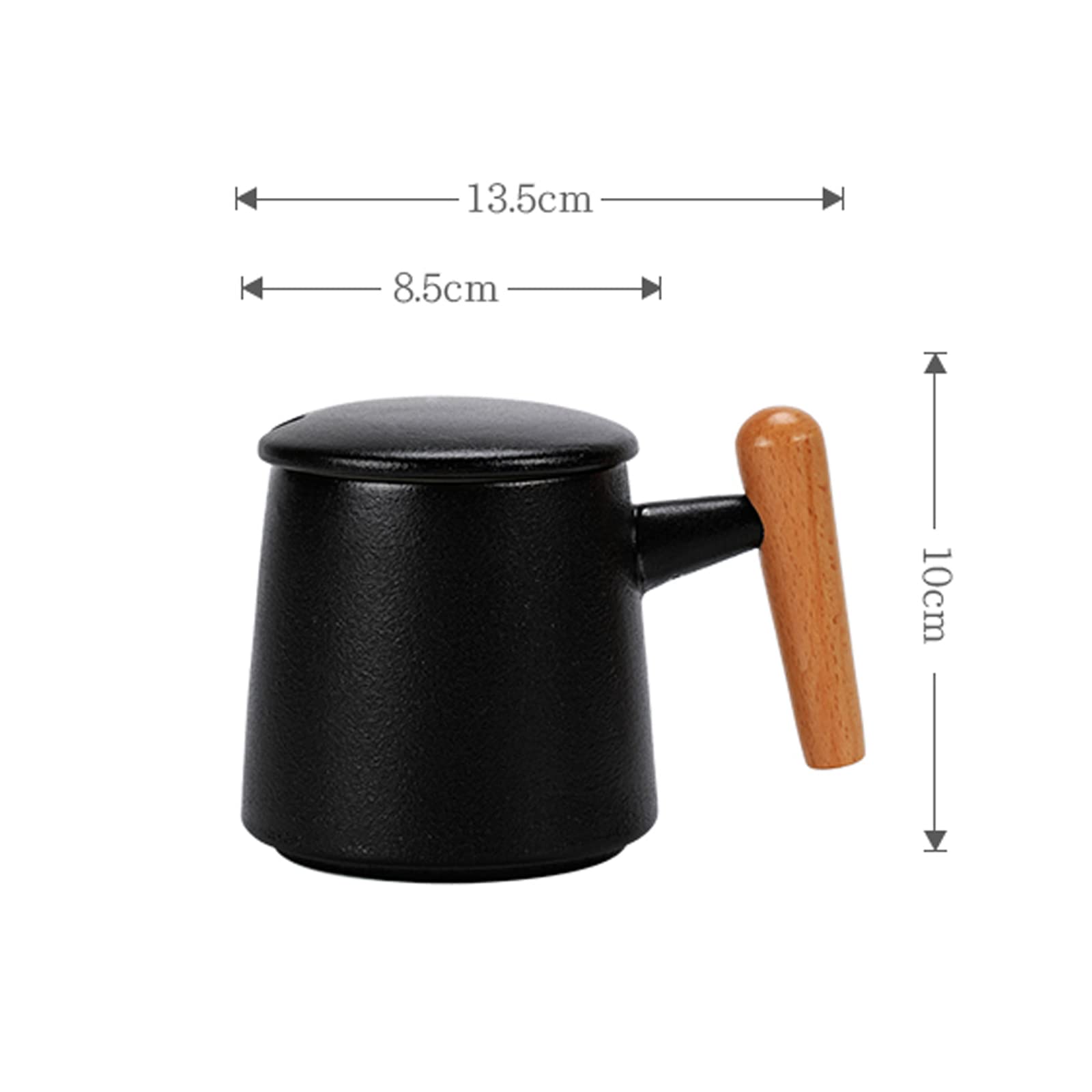 Orientalny ceramiczny zestaw do herbaty Zestaw do herbaty Ceramiczny kubek do herbaty z uchwytem z litego drewna, Porcelanowa filiżanka do herbaty z pokrywką i zaparzaczem, Kubek z zaparzaczem, Cerami
