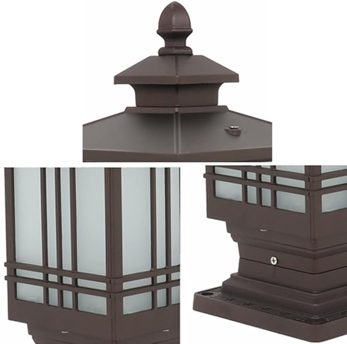 DUIRHNFV Outdoor Column Lamp IP65 Waterdicht Postlicht Europese Lawn Pillar Lamp Garden Wall Glass Porch Light Floor Lamp Street Lantern Park Pavilion Patio Light (Color: Coffee Gold) photo 2