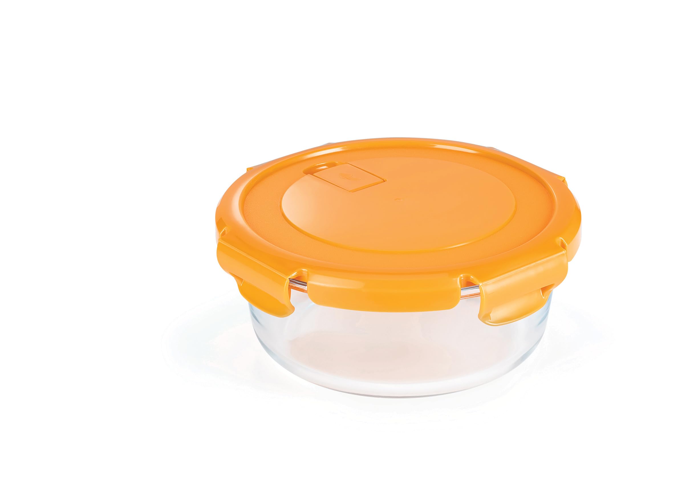 Nutrifresh Orange Airclip 950Ml Food Storage Glass Containers With Lids - Borosilicate Airtight Food Containers With Lids, Clip-Lock - Oven, Microwave & Freezer Safe