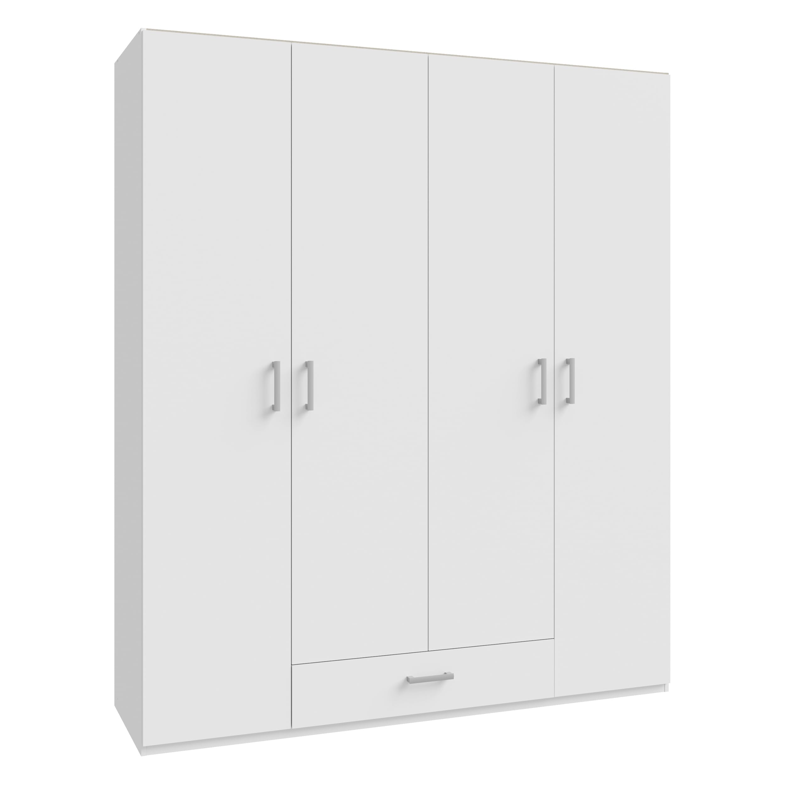 Forte ECONOBOX 2 Kleiderschrank 178, Moderner Schrank mit viel Stauraum, 4-türig, Holzwerkstoff, Weiß, 177,5 cm breit, 210,5 cm hoch, 54,2 cm tief